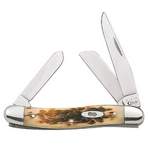 Case 00039 Medium Amber Bone CV Stockman with Sheepfoot Blade 2.57" Blade