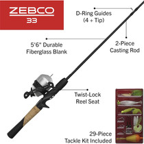 Zebco 33 5 Ft. 6 In. Z-Glass Fishing Rod & Spincast Reel with Tackle Wallet