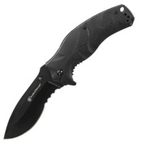Smith & Wesson Black Ops 3.5" Recurve Folding Drop Point Knife Black