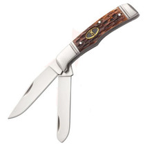 Browning Joint Venture 2 Blade Slipjoint Folding Pocket Knife Jigged Bone Handles
