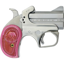 Bond Arms BAMB Mama Bear 357 Mag/38 Special 2rd 2.50" Stainless Steel Double Barrel & Frame, Auto Extractors & Rebounding Hammer, Blade Front/Fixed Rear Sights, Pink Wood Grip, Manual Safety
