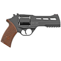 Chiappa Firearms 340220 Rhino 50DS Small Frame 357 Mag 6 Shot, 5" Black Anodized Steel Vent Rib Barrel, Blued Steel Cylinder, Black Anodized Aluminum Frame, Walnut Grip, Concealed Hammer