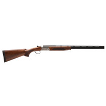 Stevens 22595 555 E Full Size 410 Gauge Break Open 3" 2rd 26" Black Satin Over/Under Vent Rib Barrel, Engraved Satin Silver Aluminum Receiver, Fixed Satin Turkish Walnut Stock, Ambidextrous