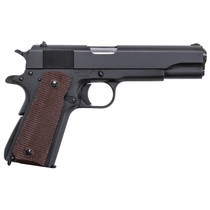 Auto-Ordnance 1911BKO9 1911 A1 GI Spec 9mm Luger 9+1, 5" Stainless Steel Barrel, Matte Black Serrated Carbon Steel Slide & Frame w/Beavertail, Brown Checkered Polymer Grip
