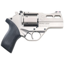 Chiappa Firearms CF340290 Rhino 30SAR *CA Compliant Small Frame 357 Mag 6 Shot, 3" Nickel-Plated Steel Vent Rib Barrel & Cylinder, Nickel-Plated Aluminum Frame, Black Rubber Grip, Concealed Hammer