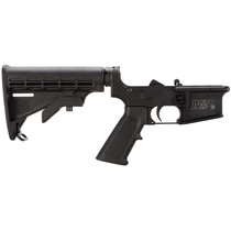 Smith & Wesson 812002 Assembled Lower Receiver 5.56x45mm NATO 7075-T6 Aluminum Black Receiver, Black Synthetic Collapsible Stock Pistol Grip for S&W M&P15