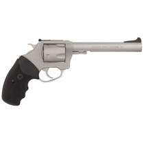 Charter Arms 79960 Pitbull Large 9mm Luger, 5 Shot 6" Matte Stainless Steel Barrel, Cylinder & Frame w/Black Finger Grooved Rubber Grip