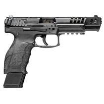 HK 81000553 VP9 Match 9mm Luger 20+1 5.51" Polygonal Rifled Barrel, Black Optic Ready/Serrated w/Ports Slide & Frame w/Picatinny Rail, Black Finger Grooved Polymer Grips, Ambidextrous