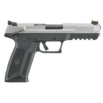 Ruger 16408 Ruger-5.7 Exclusive Finish 5.7x28mm 20+1 4.94" Black Nitride Steel Barrel, Savage Cerakote Serrated Steel Slide, Black Polymer Frame w/Picatinny Rail, Black Polymer Grip, Right Hand