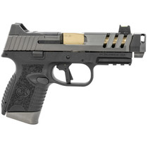 FN 66101350 509 CC Edge 9mm Luger 10+1 (3) 4.20" Threaded Gold Barrel, Black Frame, Graphite Optic & Lightening Cut Slide, Optic Height Fiber Optic Sights, Compensator (No Manual)