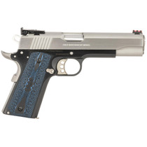Colt Mfg O5970GCLTT Gold Cup Lite 45 ACP 8+1 5" Stainless National Match Barrel, Brushed Stainless Serrated Slide, Black/Stainless Stainless Steel Frame w/Beavertail, Blue Scalloped Checkered G10 Grip