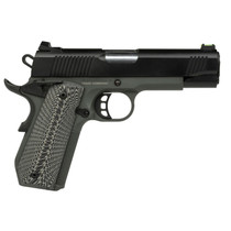 Tisas 10100802 1911 Yukon Full Size 10mm Auto 10+1 4.25" Stainless Steel Barrel, Black Cerakote Serrated Slide, Dark Gray Cerakote Steel Frame w/LPI Checkering & Beavertail, Black Sunburst G10 Grips