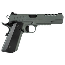Tisas 10100512 1911 Night Stalker Full Size 45 ACP 8+1 5" Black Steel Ramped Barrel, Platinum Grey Cerakote Ported/Serrated Slide & Frame w/Picatinny Rail & Beavertail, Ambidextrous