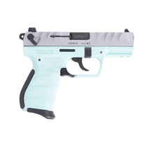 Walther Arms 5050525 PD380 380 ACP 9+1 3.70" Black Steel Barrel, Nickel Serrated Steel Slide, Angel Blue Polymer Frame, Textured Wraparound Grip