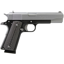 Iver Johnson Arms 1911A1TT 1911 A1 Full Size Frame 45 ACP 8+1 5" Stainless Steel Barrel, Silver Cerakote Serrated Stainless Steel Slide, Black Steel Frame w/Beavertail, Black/Gray G10 Grip