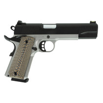 Tisas 10100803 1911 D10 FO Full Size Frame 10mm Auto 8+1 5" Hard Chrome Plated Steel Barrel, Black Cerakote Steel Serrated Slide, Stainless Steel Frame w/Beavertail, Black/Tan G10 Grip