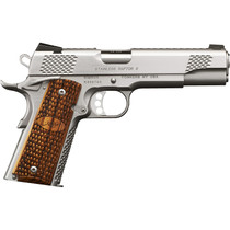Kimber Mfg.,inc 3200365 Stainless Pro Raptor II 9mm 9+1 4" Stainless Steel Slide Satin Silver Zebrawood w/ Scale Pattern and Kimber Logo Grip