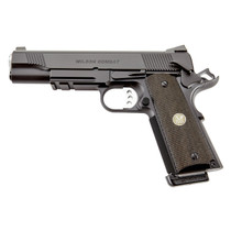 Wilson Combat CQBLRCAALLBLACK CQB *CA Compliant Full Size Frame 45 ACP 8+1 5" Carbon Steel Slide Diamond Wood w/ Pewter Medallions Grip