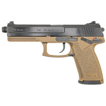 HK 81000869 Mark 23 45 ACP 10+1 5.87" Black Threaded Barrel, Black Cerakote Serrated Steel Slide, Flat Dark Earth Polymer Frame w/Accessory Rail, Textured Grip