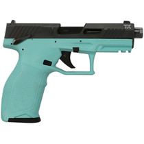 Taurus 1-2TX22141C 2TX Full Size Frame 22 LR 22+1 4.60" Matte Black Threaded Barrel, Black Anodized Serrated Slide, Cyan Polymer Frame w/Picatinny Rail, Textured Grip