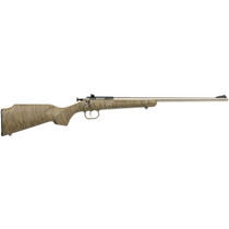 Crickett KSA2443 Gen2 Youth 22 LR 1rd 16.13" Stainless Single Shot Barrel, Stainless Steel Receiver, Tan w/Black Webbing Fixed Synthetic Stock