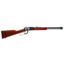 Rossi RL22181WD-EN22 Rio Bravo 22 LR 15+1 18" Black Polished Alloy Steel Barrel, Black Engraved w/Flag & Eagle Alloy Steel Receiver, Hardwood Fixed Stock, Right Hand