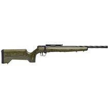 Savage Arms 70851 B Series Full Size 17 HMR 10+1 18" Matte Black Spiral Fluted Threaded Barrel, Matte Black Carbon Steel Receiver w/Picatinny Rail, OD Green Fixed Laminate Stock, Right Hand