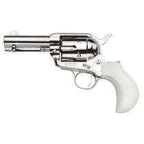 Taylors & Company 200111 1873 Flat Top Pietta 9mm Luger 6 Shot 3.50" Nickel Round Barrel, Cylinder & Steel Frame, PVC White Flat Birdshead Grip, Exposed Hammer