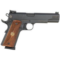 Dickinson LLC DKSN45B 1911 Adam B 45 ACP 7+1 5" Black Button Rifled Barrel, Black Steel S Serrations Slide, Black Steel Frame, Wood Grip