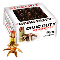 G2 Research G00602 Civic Duty 9mmLuger 96gr Copper Expansion Projectile 20 Per Box/25 Case