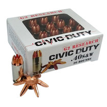 G2 Research G00620 Civic Duty 40S&W 122gr Copper Expansion Projectile 20 Per Box/25 Case