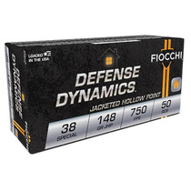Fiocchi 38E Defense Dynamics 38Special 148gr Jacketed Hollow Point 50 Per Box/20 Case