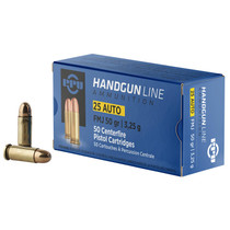 PPU PPH25 Handgun 25ACP 50gr Full Metal Jacket 50 Per Box/20 Case