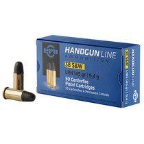 PPU PPH38SW Handgun 38S&W 145gr Lead Round Nose 50 Per Box/20 Case