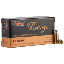 PMC 25A Bronze 25ACP 50gr Full Metal Jacket 50 Per Box/20 Case