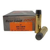 HSM 500SW6N Bear Load 500 S&W Mag 440 gr Wide Flat Nose 20 Per Box/ 25 Case