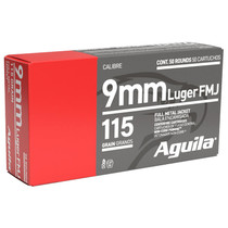 Aguila 1E097704 9mm Luger 115gr Full Metal Jacket 50 Per Box/20 Case