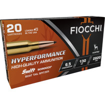 Fiocchi 65CMSCA Hyperformance 6.5Creedmoor 130gr Swift Scirocco II Boat Tail Spitzer 20 Per Box/10 Case