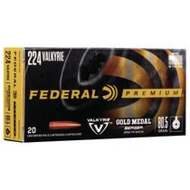 Federal GM224VLKBH2 Premium Gold Medal 224Valkyrie 80.5gr Berger Open Tip Match 20 Per Box/10 Case