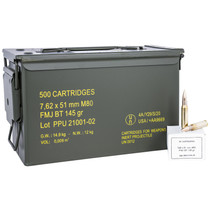 PPU PPRM762M Rangemaster 7.62x51mmNATO 145gr Full Metal Jacket Boat Tail/500rds *Sold by Case *Includes Metal Can
