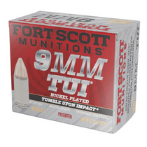 Fort Scott Munitions 9MM115SCVNIC Tumble Upon Impact (TUI) 9mmLuger 115gr Solid Copper Spun 20 Per Box/25 Case