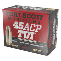 Fort Scott Munitions 450180SCV Tumble Upon Impact (TUI) 45ACP 180gr Solid Copper Spun 20 Per Box/25 Case