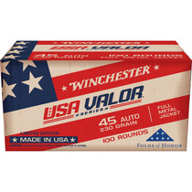 Winchester Ammo USAV45A USA Valor 45ACP 230gr Full Metal Jacket 100 Per Box/5 Case