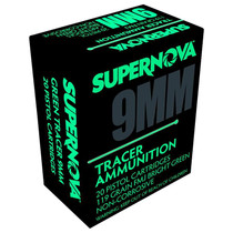 Supernova PMSN9MMG Green Tracer Non Corrosive 9mm Luger 119 Gr Full Metal Jacket 20 Per Box/ 50 Cs