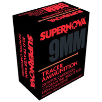 Supernova PMSN9MMR Red Tracer Non Corrosive 9mm Luger 119 Gr Full Metal Jacket 20 Per Box/ 50 Cs