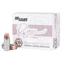 Sig Sauer E9MMA1ROSE20 Rose 9mm Luger 115gr V-Crown Jacketed Hollow Point 20 Per Box/10 Case