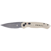 CobraTec Knives TANDIABLOAUTO Diablo 3.50" Folding Black Stonewashed D2 Steel Blade, 4.75" Tan Textured G10 Scales Handle