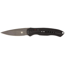 CobraTec Knives BLKDIABLOAUTO Diablo 3.50" Folding Black Stonewashed D2 Steel Blade, 4.75" Black Textured G10 Scales Handle