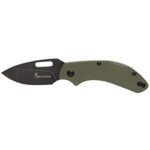 Browning 3220504 Hidden Hollow EDC Small 2.25" Folding Drop Point Plain Black Oxide Stonewashed D2 Steel Blade, OD Green G10 Handle