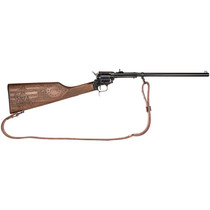 Heritage Mfg BR226B16HSWB15 Rough Rider Rancher 22 LR 6rd 16", Blued Barrel/Rec, Independence Day Engraved Walnut Stock, Leather Sling Included